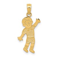 14K Yellow Gold Boy Waving Pendant view 1