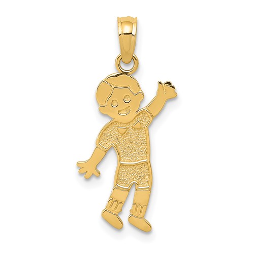 14K Yellow Gold Boy Waving Pendant