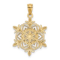 14K and White Rhodium Diamond-cut Snowflake Pendant view 3