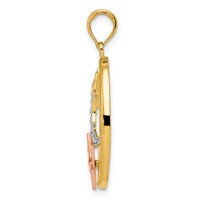 14K Two-tone Pendant with White Rhodium Sun Moon Star Oval view 2