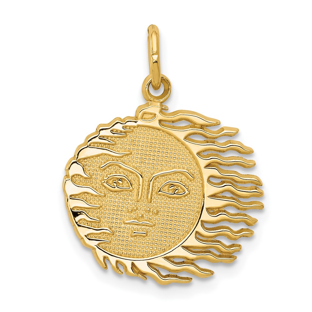 14K Yellow Gold Flaming Sun Charm