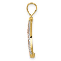 14K Two-tone Pendant with White Rhodium Diamond-cut Moon view 2