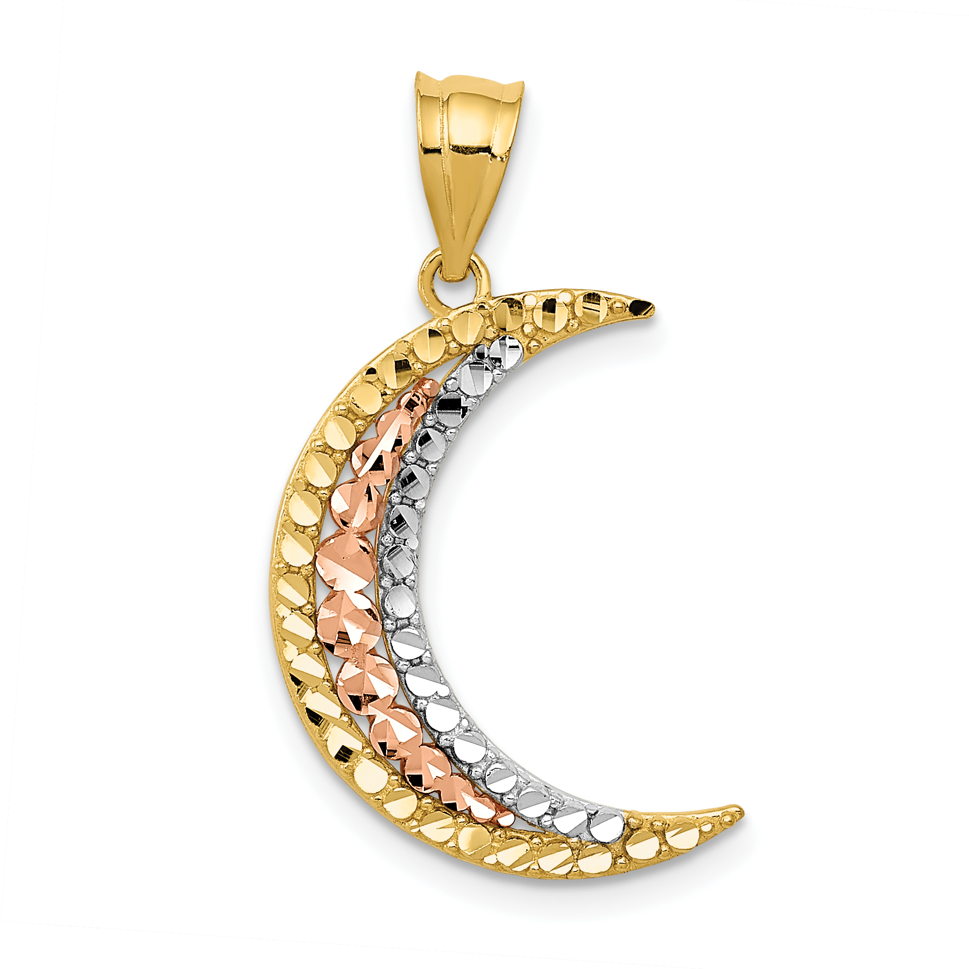 14K Two-tone w/White Rhodium Diamond-cut Moon Pendant K3199 | eBay