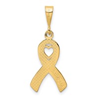 14K Yellow Gold Heart in Awareness Ribbon Pendant view 3