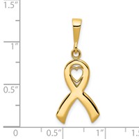14K Yellow Gold Heart in Awareness Ribbon Pendant view 4