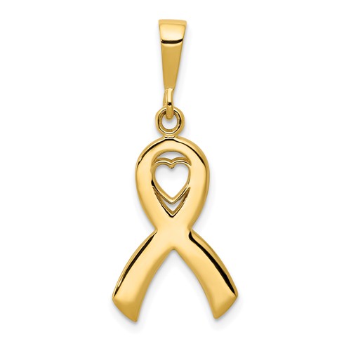 14K Yellow Gold Heart in Awareness Ribbon Pendant