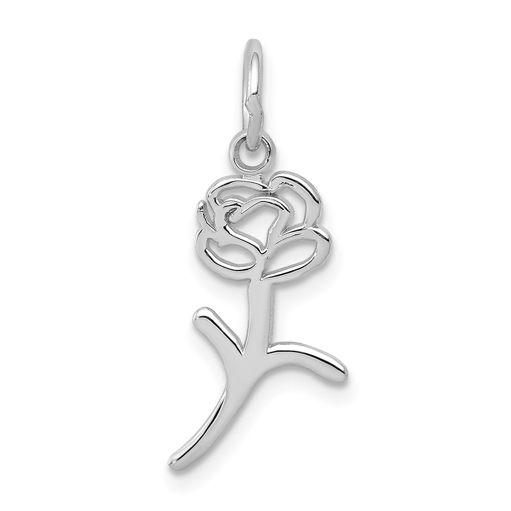 14K White Gold Rose Charm