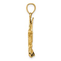 14K Yellow Gold Diamond-cut Hummingbird Pendant view 2