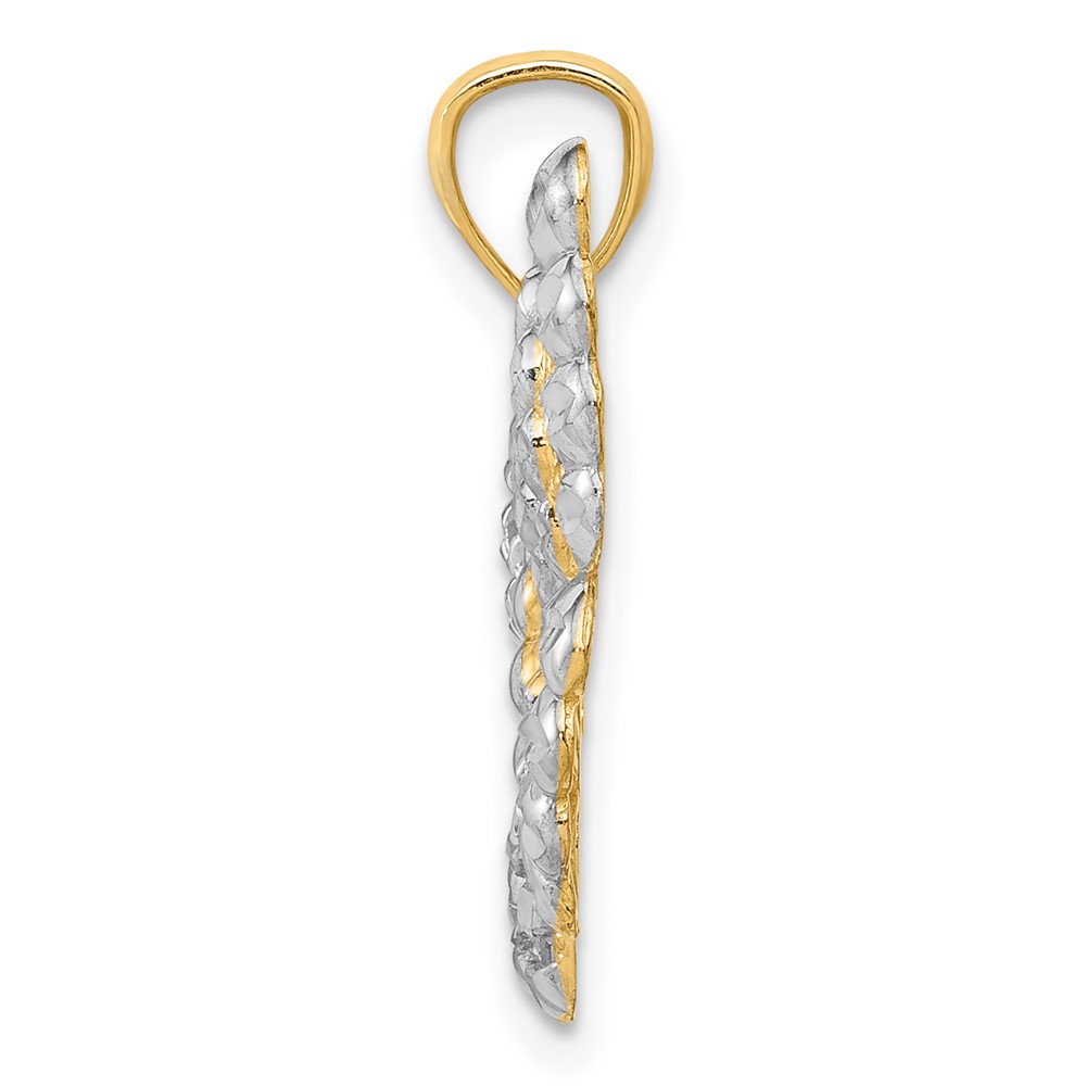 14k and Rhodium Diamond-cut Butterfly Pendant (K3236)