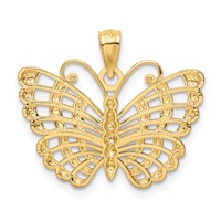 14K and White Rhodium Diamond-cut Butterfly Pendant view 3