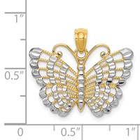 14K and White Rhodium Diamond-cut Butterfly Pendant view 4