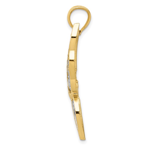 14k and White Rhodium Diamond-cut Butterfly Pendant