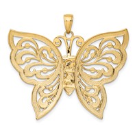 14K and White Rhodium Diamond-cut Butterfly Pendant view 3