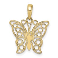 14K Yellow Gold Cut-out Butterfly Large Pendant view 4