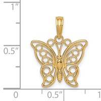 14K Yellow Gold Cut-out Butterfly Large Pendant view 3