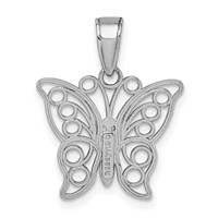 14K White Gold Cut-out Butterfly Large Pendant view 3