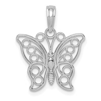 14K White Gold Cut-out Butterfly Large Pendant view 1