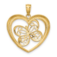 14K and White Rhodium Butterfly in Heart Charm view 4