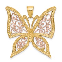 14K Two-tone Pendant with White Rhodium Diamond-cut Butterfly view 4
