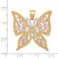 14K Two-tone Pendant with White Rhodium Diamond-cut Butterfly view 3
