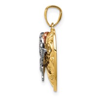 14K Tri-color Butterfly Heart Pendant view 2