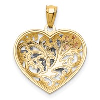 14K Tri-color Butterfly Heart Pendant view 4