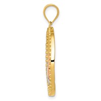 14K Two-tone Pendant with White Rhodium Dragonfly in Circle view 2