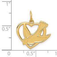 14K Dove in Heart Charm view 4