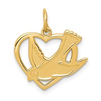 14K Dove in Heart Charm view 1