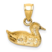 14K Yellow Gold Diamond-cut Duck Pendant view 4