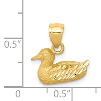 14K Yellow Gold Diamond-cut Duck Pendant view 3