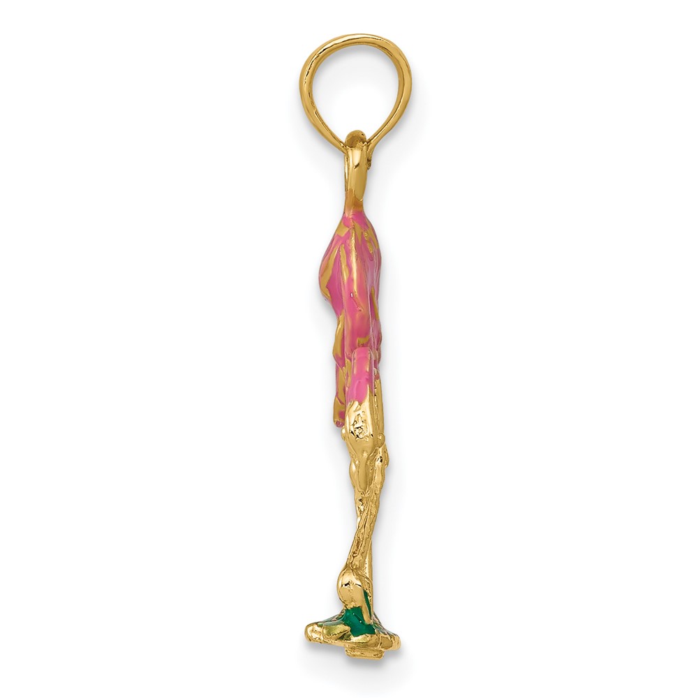 14k Enameled Flamingo Pendant (K3269)