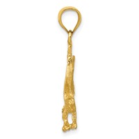 14K Yellow Gold Satin Diamond-cut Eagle Pendant view 2