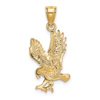 14K Yellow Gold Satin Diamond-cut Eagle Pendant view 3