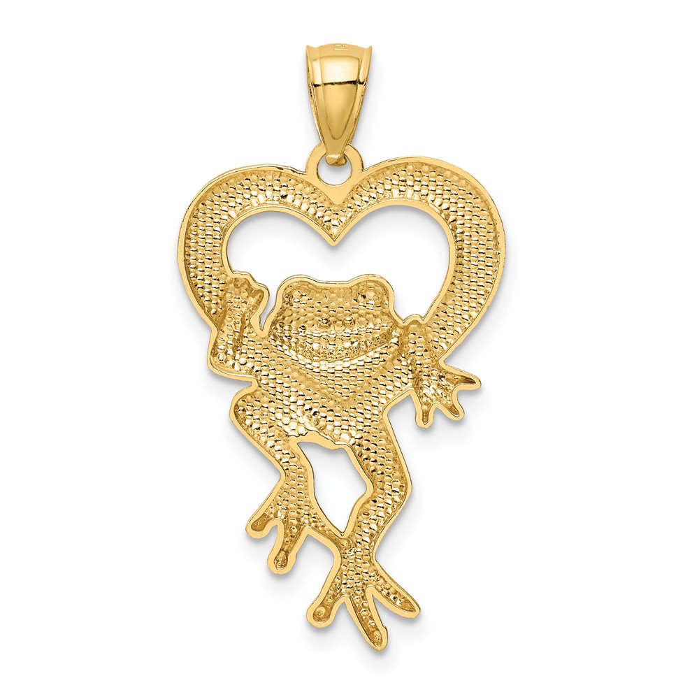 14k and Rhodium D/C Frog in Heart Pendant (K3293)