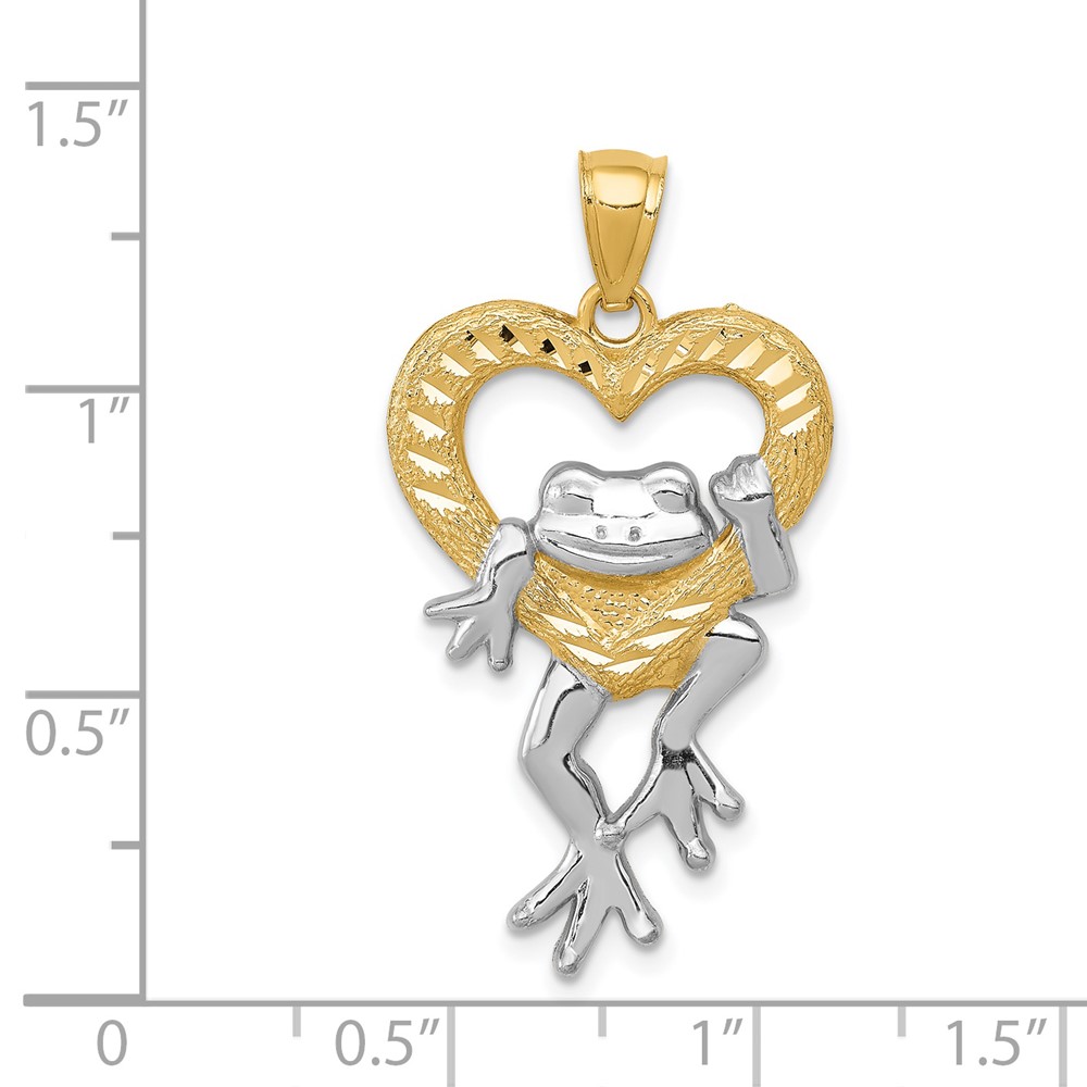 14k and Rhodium D/C Frog in Heart Pendant (K3293)