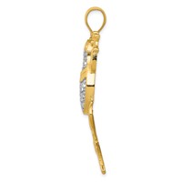 14K and White Rhodium Large Diamond-cut Frog Pendant view 2