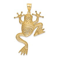 14K and White Rhodium Large Diamond-cut Frog Pendant view 3
