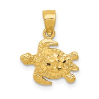 14K Yellow Gold Turtle Pendant view 1