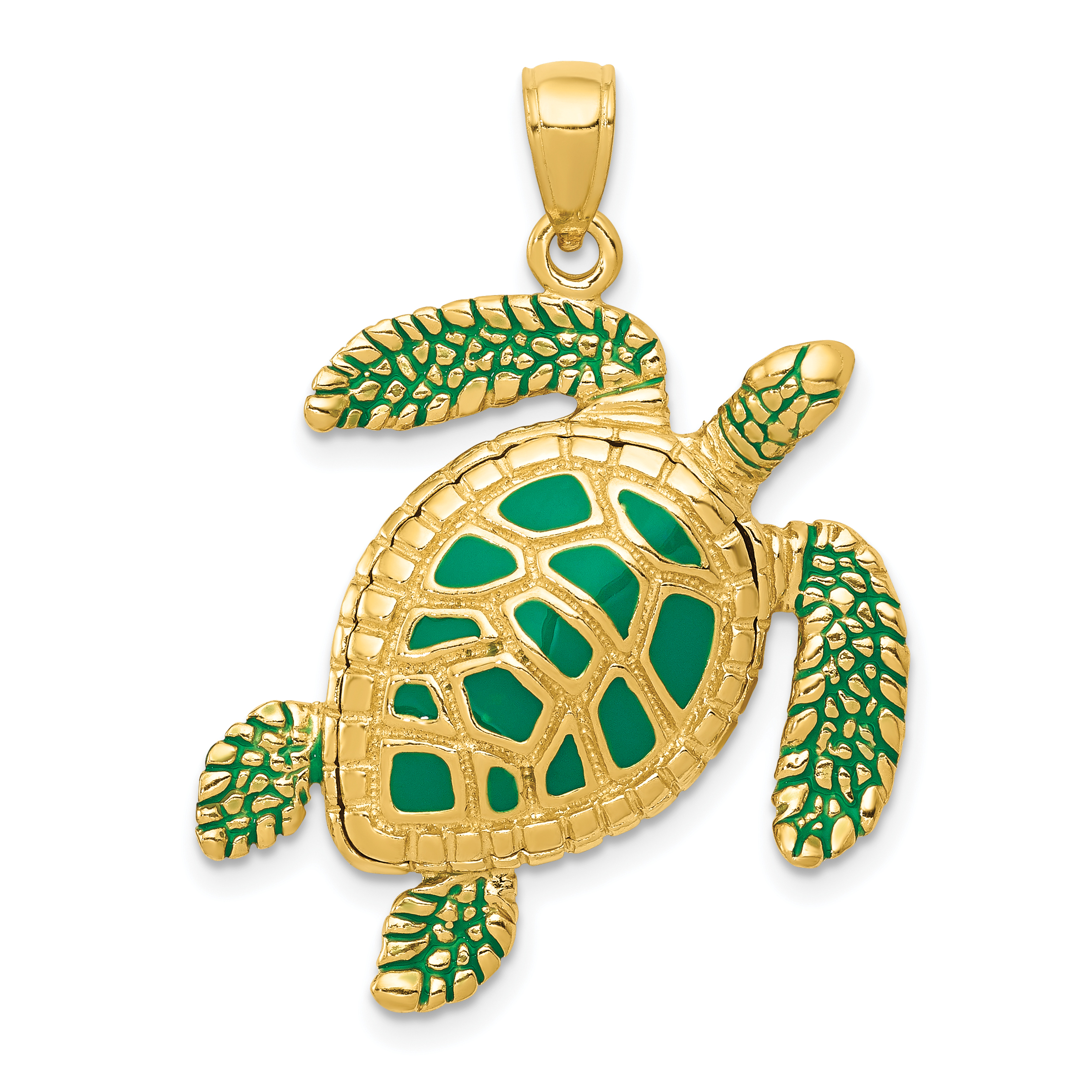 14k 3-D Enameled Sea Turtle Pendant (K3305)