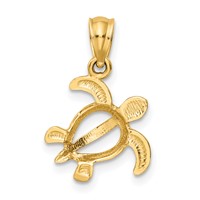 14K Yellow Gold Small Open Turtle Pendant view 3
