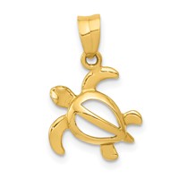 14K Yellow Gold Small Open Turtle Pendant view 1