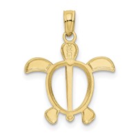 14K and White Rhodium Sea Turtle Pendant view 3