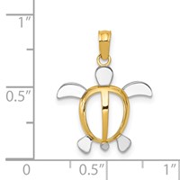 14K and White Rhodium Sea Turtle Pendant view 4