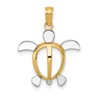 14K and White Rhodium Sea Turtle Pendant view 1