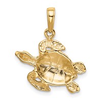 14K Yellow Gold Sea Turtle Pendant view 3