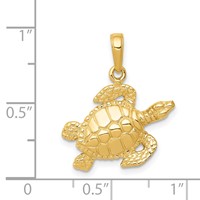 14K Yellow Gold Sea Turtle Pendant view 4