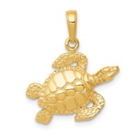 14K Yellow Gold Sea Turtle Pendant view 1