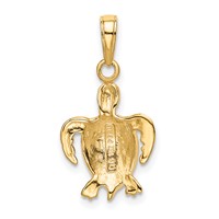 14K Yellow Gold Sea Turtle Pendant view 3