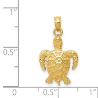 14K Yellow Gold Sea Turtle Pendant view 4